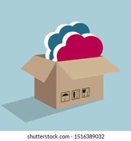 Cloud computing icon design. Isolated on blue background.