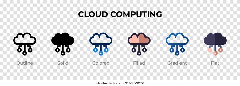 Cloud Computing icon in different style. Cloud Computing vector icons designed in outline, solid, colored, filled, gradient, and flat style. Symbol, logo illustration. Vector illustration