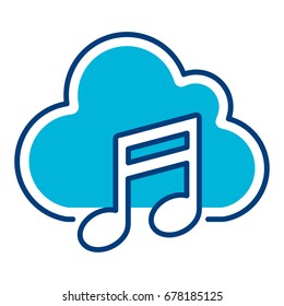 Cloud computing icon for digital audio / music business