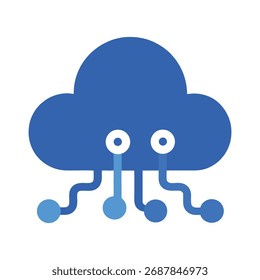 Ícone de computação em nuvem - vetor de símbolo de rede de dados digitais em fundo branco