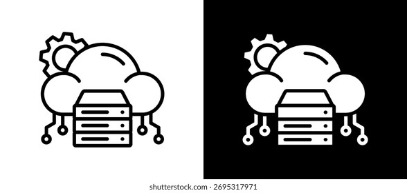 Ilustração de vetor de estilo duplo de ícone da computação em nuvem