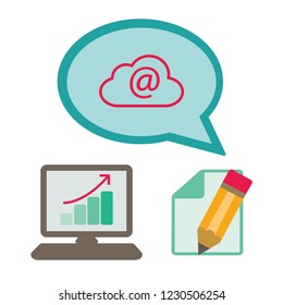 Cloud computing icon, e-mail icon vector sign