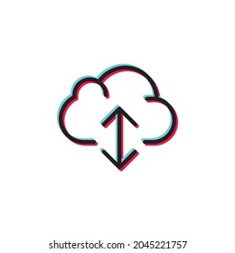 Cloud computing icon with glitch effect