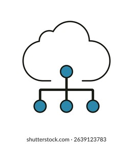 Cloud computing icon with hierarchical network nodes representing cloud-based infrastructure or system architecture - Powered by Shutterstock - Get 15% off with code: PIKWIZARD15