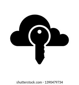 Cloud computing icon with a key symbol - Vector