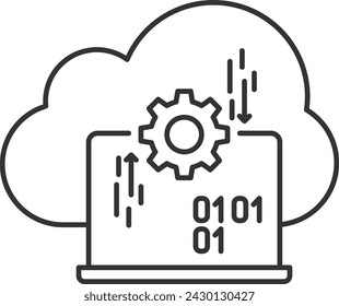 Cloud Computing icon, Laptop and Cloud, Cloud Architecture icon.