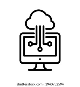 Cloud computing icon. Line vector. Isolated on white background.