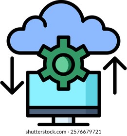 Cloud Computing Icon Lineal Color Vector Illustration