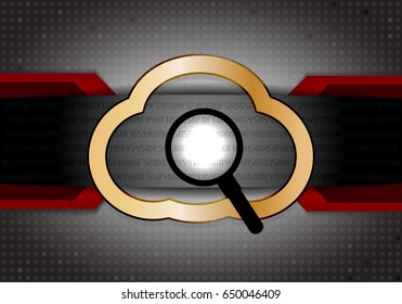 Cloud computing icon and Magnifying glass icon, Computer and Technology concept. Vector EPS10