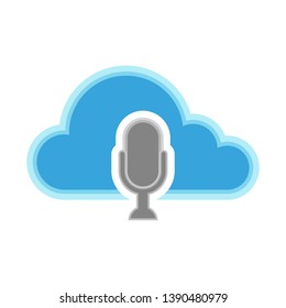Cloud computing icon with a microphone symbol - Vector