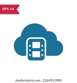 Cloud Computing Icon. Cloud, Movie, Film, Video. Professional pixel perfect vector icon in glyph style.