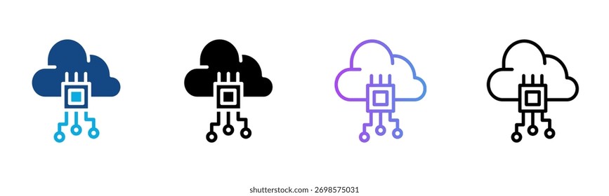 Cloud Computing Icon Multiple Style Vector Illustration
