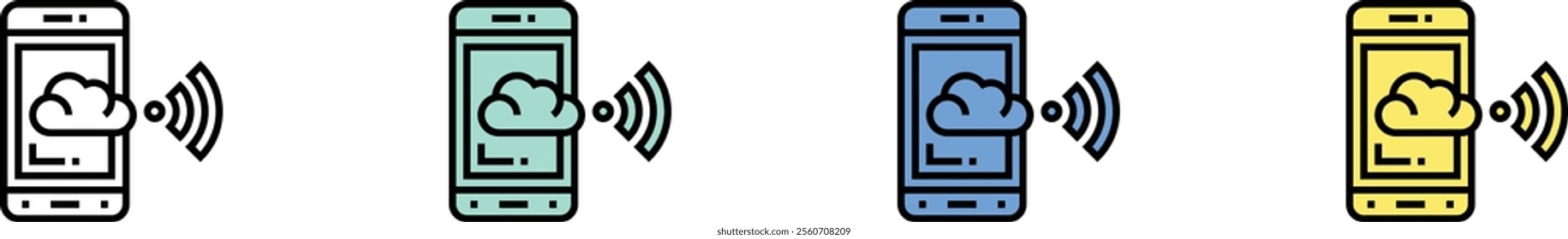 cloud computing icon. Outline, Green, Blue and Yellow Style Design Isolated On White Background