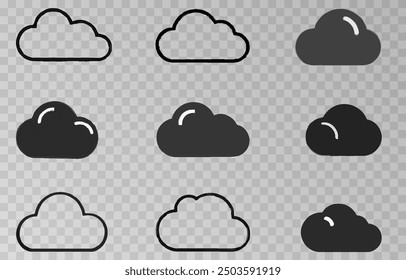 Cloud computing icon png. Line, glyph and filled outline colorful version, abstract cloud outline and filled vector sign. Symbol, logo illustration.