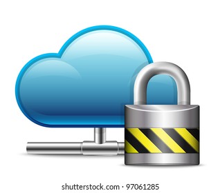 Cloud Computing Icon with Protection. Vector
