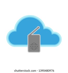 Cloud computing icon with a radio symbol - Vector