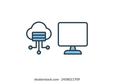 cloud computing icon. icon related to computer. suitable for web site, app, user interfaces, printable etc. flat line icon style. simple vector design editable