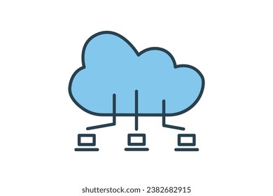 cloud computing icon. icon related to device, computer technology. flat line icon style. simple vector design editable