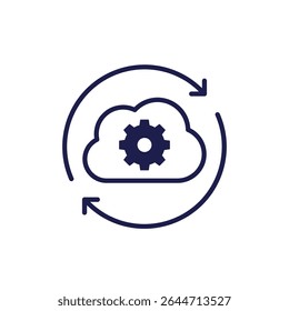 Cloud computing icon, servers and data storage