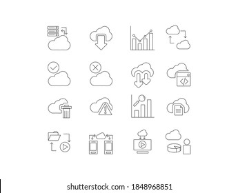 Cloud Computing Icon Set with All Subjects That Represent It