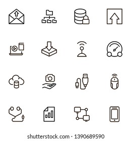Cloud computing icon set. Collection of high quality black outline logo for web site design and mobile apps. Web cloud vector illustration on a white background