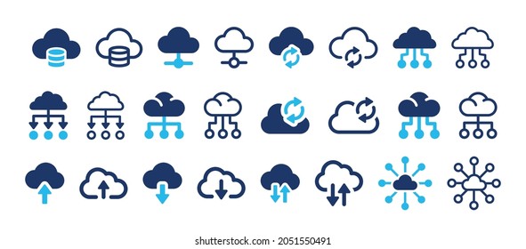 Cloud computing icon set. Data storage and technology concept