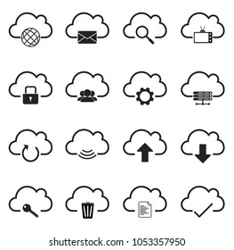 cloud computing icon set, each icon is a single object (compound path), vector eps10