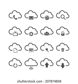 Cloud Computing Icon Set, Each Icon Is A Single Object (compound Path), Vector Eps10