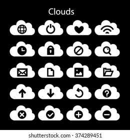 cloud computing icon set, each icon is a single object (compound path), isolated objects