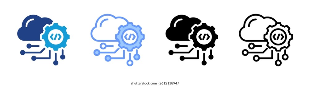 Cloud Computing icon set multiple style collection