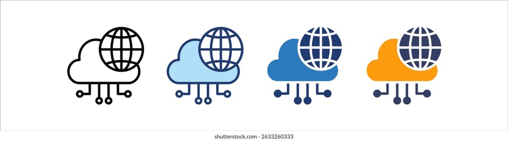 Cloud Computing Ícone Definir Coleção de Vários Estilos