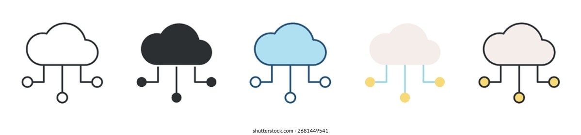 Cloud Computing Icon Set Multiple Style Collection