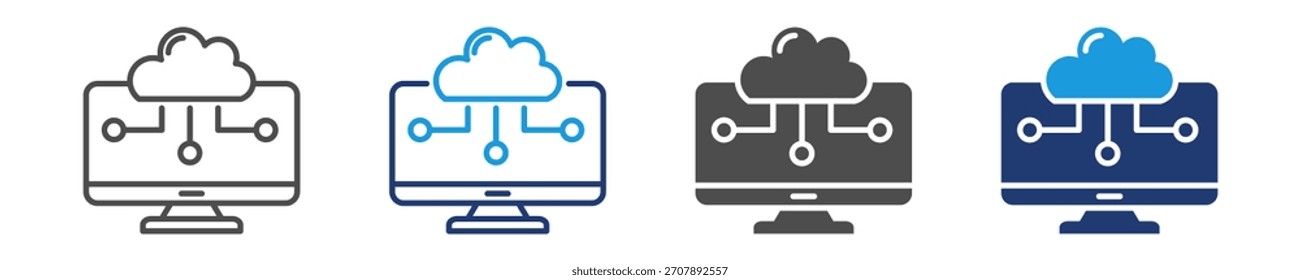 ícone de computação em nuvem definir vários estilos