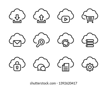 Cloud Computing Icon Set Outline Style