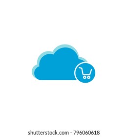 Cloud computing icon, shopping cart icon vector sign