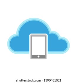 Cloud computing icon with a smartphone symbol - Vector