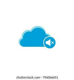 Cloud computing icon, sound mute icon vector sign