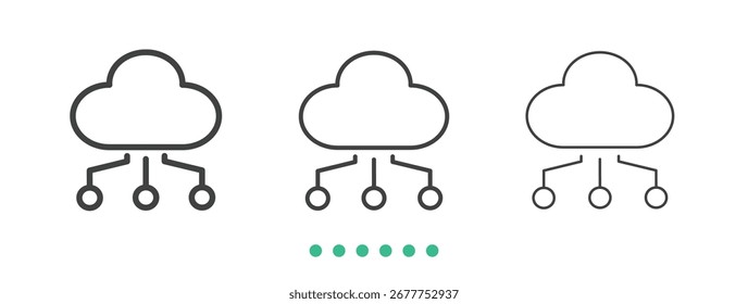Ícone de computação em nuvem. Vetor de ícone de linha fina