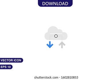  Cloud computing icon in trendy flat style isolated on white background vector illustration
