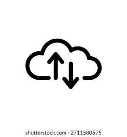 Icono de computación en la nube con flechas de Cargar y Descarga que simbolizan la transferencia de datos