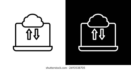 Gráficos vetoriais de ícone de computação em nuvem em traçados