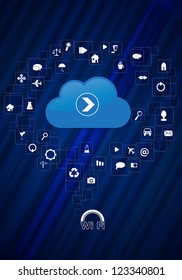 Cloud computing icon, vector illustration