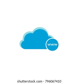 Cloud computing icon, www icon vector sign