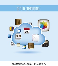 cloud computing with icons apps. vector illustration