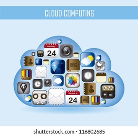 cloud computing with icons apps. vector illustration