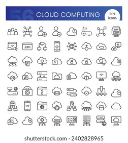 Cloud computing Icons Bundle. Thin outline icons style. Vector illustration