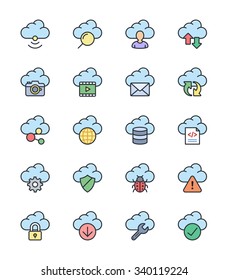 Cloud Computing icons, color set - Vector Illustration