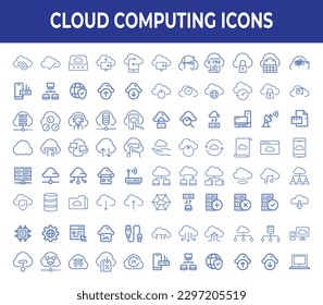 Cloud computing icons. Computing data and File storage icons., Cloud storage icon set for applications or websites