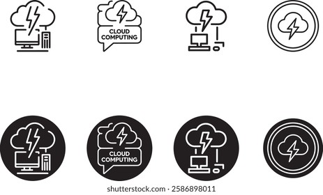 cloud computing icons. icon set of cloud computing in trendy style