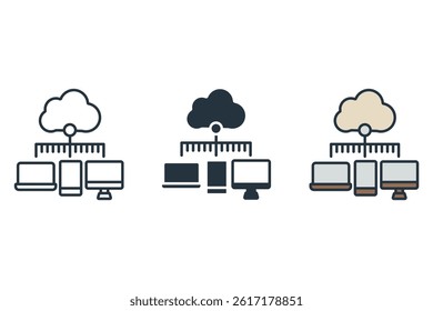 cloud computing icons isolated on White Background. Flat style design